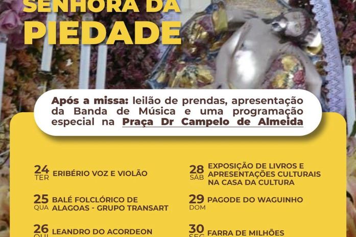 Festa da Padroeira de Anadia contará com programação religiosa, cultural e artística