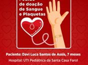 Bebê de sete meses necessita de doação de sangue em Maceió