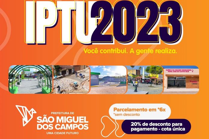 Prefeitura lança campanha para pagar IPTU 2023 com até 20% de desconto