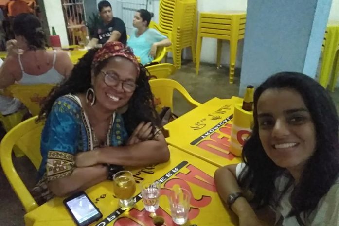 Eu, Viviane Andrade e Haddad em um domingo na orla de Maceió.
