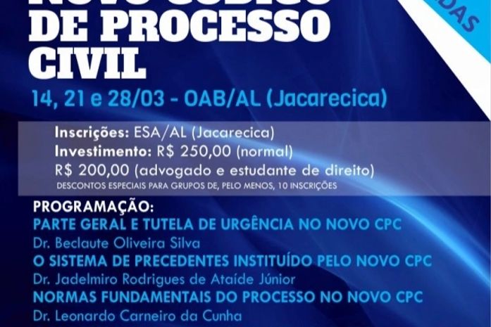 ESA-AL: "As principais Inovações do Novo Código de Processo Civil”