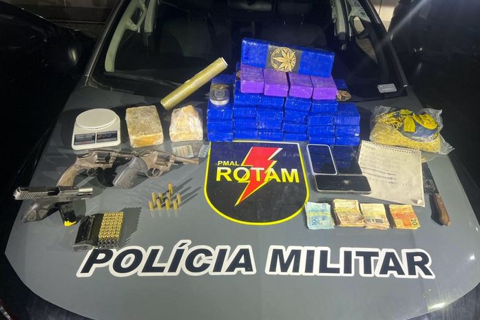 Homem é preso com mais de 20 kg de drogas e armas na parte alta de Maceió