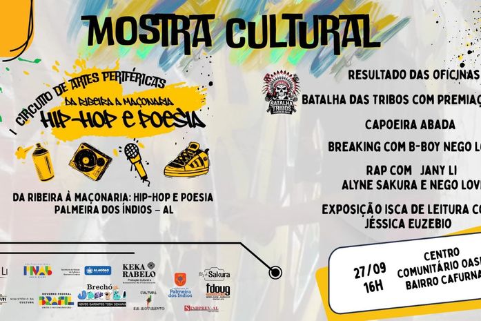 Mostra Cultural encerra circuito de arte periférica em Palmeira dos Índios com batalha de rap e shows