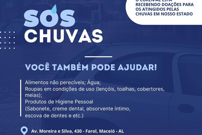 Coren-AL arrecada doações para os atingidos das chuvas no Estado