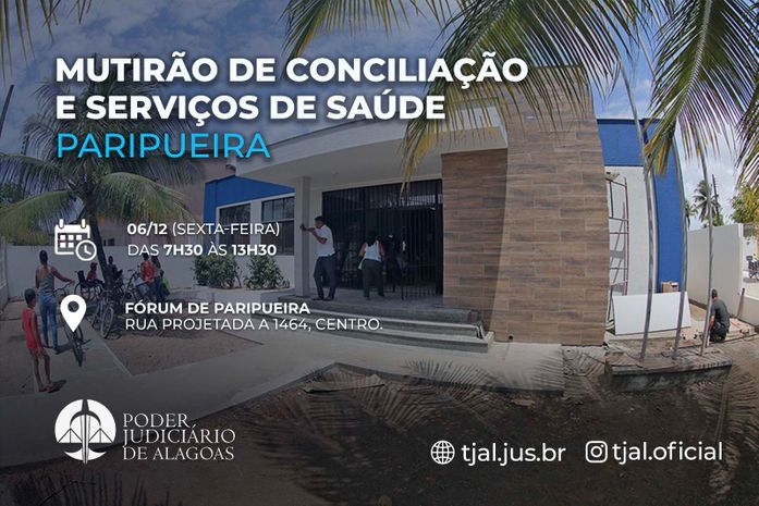 Comarca de Paripueira promove mutirão de conciliação e serviços de saúde nesta sexta (6)