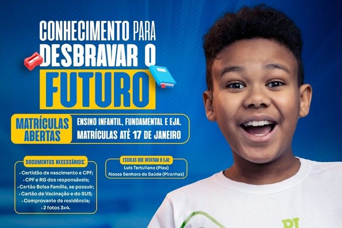 Piranhas abre período de matrículas da rede municipal de ensino para 2023⠀