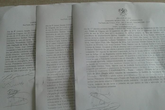 As atas mostrando que as sessões chegaram a ser abertas
