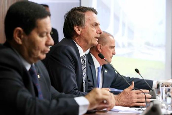 Jair Bolsonaro em primeira reunião ministerial