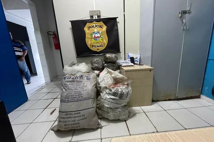 Mais de 50kg de maconha eram levados em sacos dentro de mala de veículo.