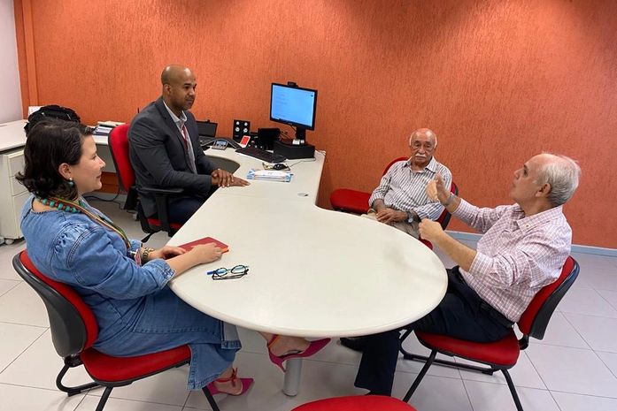 Marcos destaca parceria; Sidinei Reis, Josineide Duarte e Chumbinho todos presentes no encontro na Superintendência do BNB nesta terça, dia 7