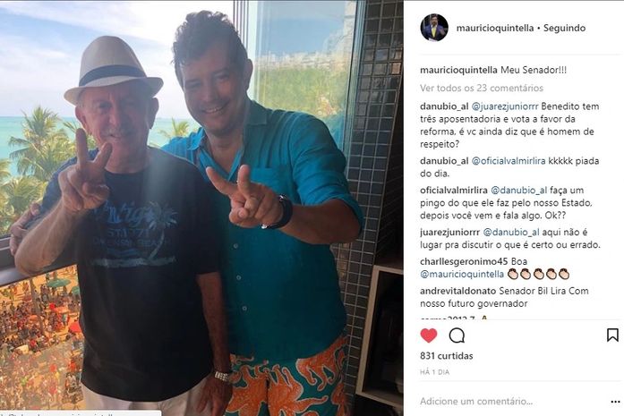 Após especulação,Mauricio Quintela chama Benedito de Lira de “meu senador”