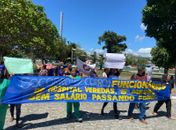 Trabalhadores do Veredas protestam novamente pelo sexto mês de salário atrasado