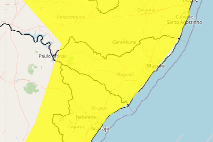 Inmet renova alerta de chuvas intensas para todos os municípios alagoanos