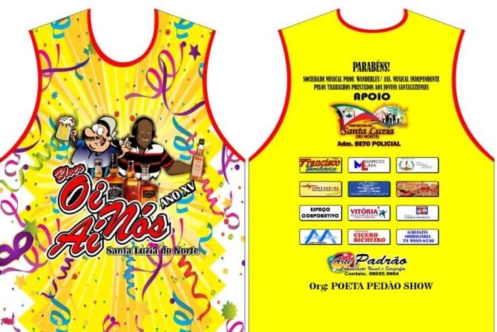 A camisa tem estampado a figura do "Pedão" num clima de muita energia