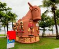 Após ato vandalismo, escultura O Boi é reinaugurada em Jaraguá 