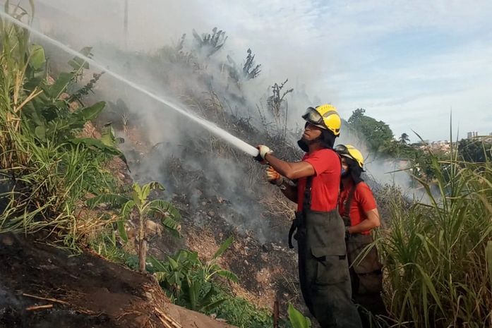 Bombeiros são acionados para conter incêndio em vegetação no Farol