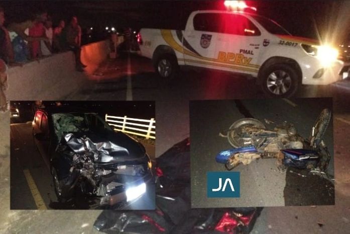 Colisão frontal entre carro e moto deixa uma pessoa morta e outra ferida na AL-220