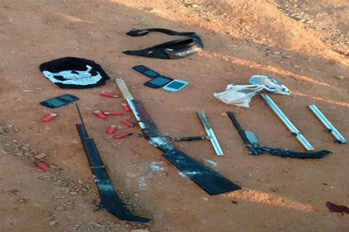 Armas apreendidas com a quadrilha durante operação da Copes na cidade de Santana do Ipenema