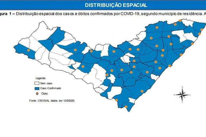 Expansão de casos de coronavírus já atingiu mais de 50% dos municípios alagoanos
