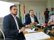 Alexandre Ayres e o governador Renan Filho em coletiva