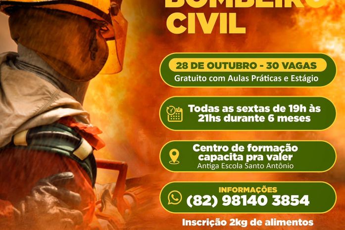CURSO PROFISSIONALIZANTE: Prefeitura da Barra de Santo Antônio abre inscrições para curso de Bombeiro Civil