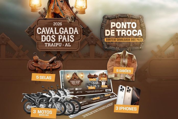 Cavalgada dos Pais 2026 vai sortear motos, iPhones e prêmios em ação solidária em Traipu