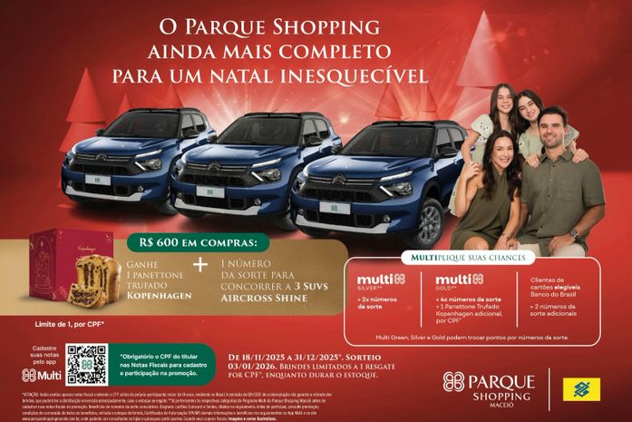 Parque Shopping lança promoção de Natal com sorteio de três Citroën Aircross