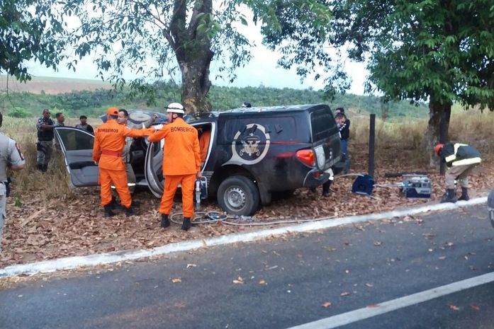 Viatura do Pelopes colidiu com árvore na BR-316