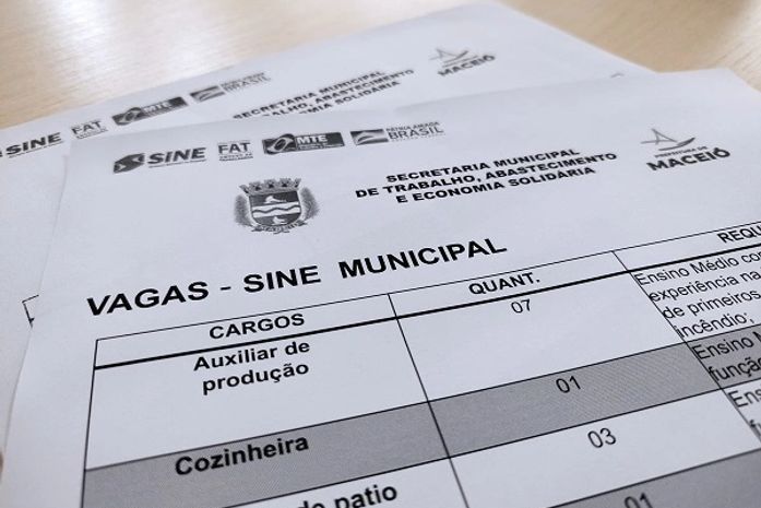 Sine Maceió disponibiliza 60 vagas de emprego a partir desta segunda (25); confira aqui