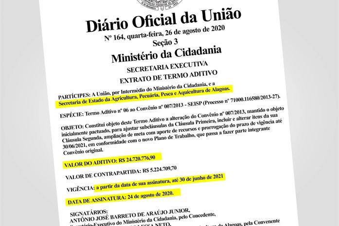 Após ação de Collor, ministro assina contrato do Programa do Leite em AL