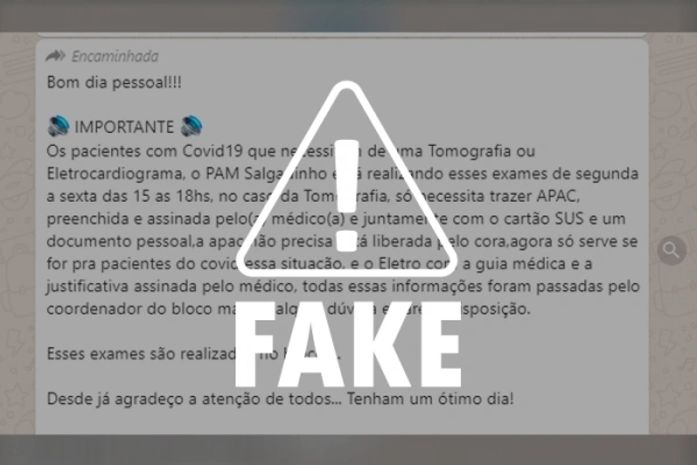 É falso que Pam Salgadinho faz exames sem liberação do CORA em pessoas com Covid-19