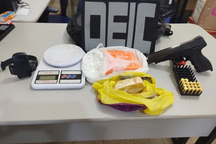 PC prende homem suspeito de cometer tráfico de drogas, posse irregular de arma de fogo e receptação