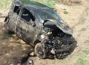 Com o impacto do acidente, o veículo ficou totalmente destruído