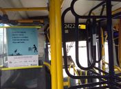 Foram fixados cartazes da campanha nos ônibus da capital.