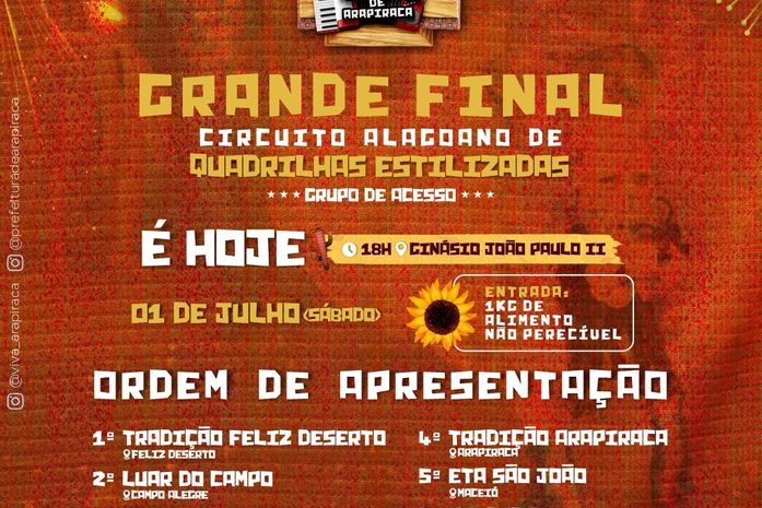 Arapiraca será palco, neste sábado e domingo, das finais do Circuito de Quadrilhas Estilizadas de Alagoas