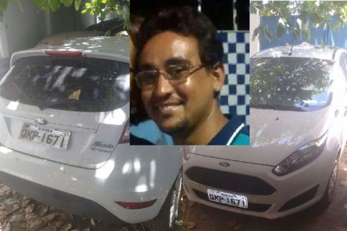Automóvel recuperado e Renato Pedro dos Santos, suspeito do roubo