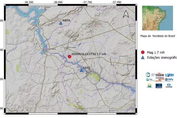 Laboratório de Sismologia registra tremor de magnitude 1.7 em Delmiro Gouveia