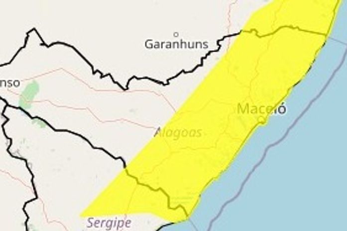 Inmet emite alerta de chuvas intensas para Maceió e outros 72 municípios de Alagoas
