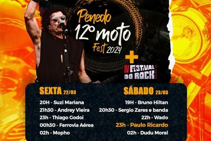 Prefeitura de Penedo traz o cantor Paulo Ricardo (RPM) para o Moto Fest 2024
