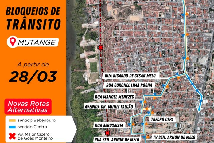 Motoristas terão novo trajeto com interdição via no Mutange neste sábado