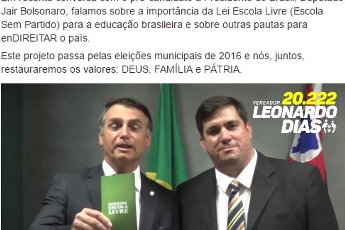 Candidato a vereador em Maceió grava vídeo com Bolsonaro