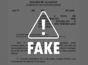 Imagem de Projeto de Lei com antecipação de feriados em Alagoas é falsa