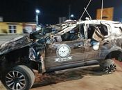 Viatura policial capotou durante a perseguição