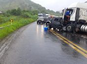 Motorista morre ao colidir contra carreta no final da duplicação da BR 101 em Joaquim Gomes 