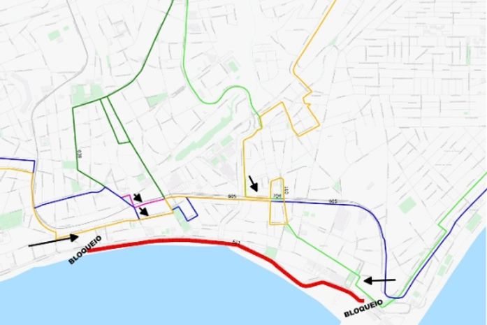 Bloqueio entre os bairros do Trapiche e Jaraguá
