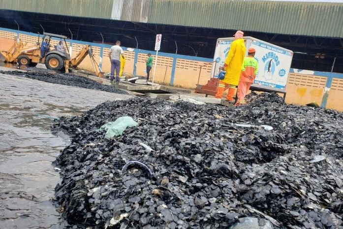 Mutirão de limpeza retira 25 toneladas de lixo do Mercado da Produção