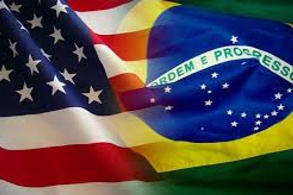 Bandeira Metade Brasil Metade Estados Unidos