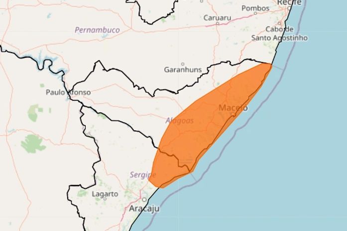 Inmet emite alerta laranja de chuvas para Maceió e 57 municípios alagoanos; veja a lista