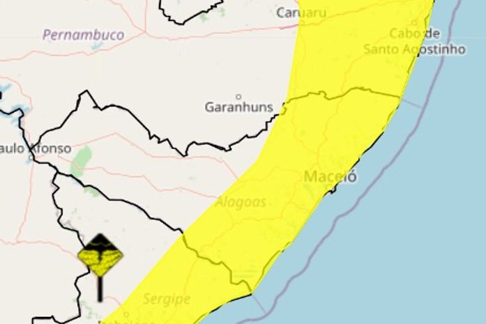 Inmet emite alerta de chuvas intensas para Maceió e outras 67 cidades de Alagoas
