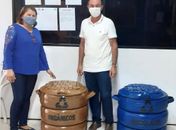 Secretaria do Meio Ambiente de Anadia implanta projeto de lixeiras ecológicas com pneus que seriam inutilizados 